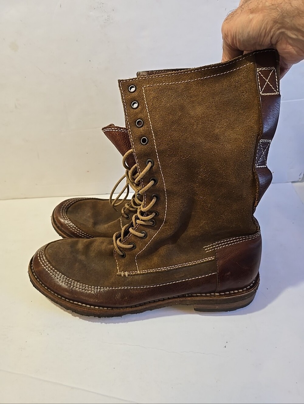 Frye Owen Mens Brown Suede Lace-Up Work Boots Size 10.5